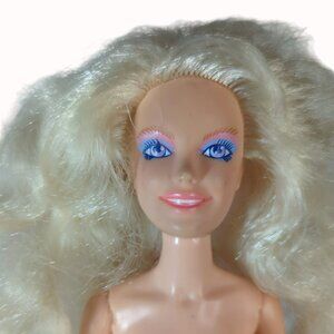 Vintage 1987 Hasbro Rock N Curl Jem Doll Blonde Pink Hair Blue Eyes